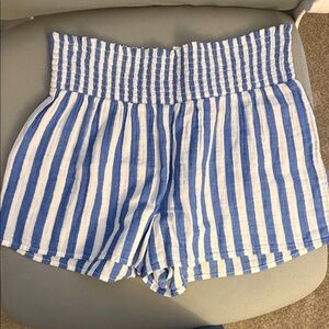 Vineyard Vines High Waist Striped Shorts - Blue and White
